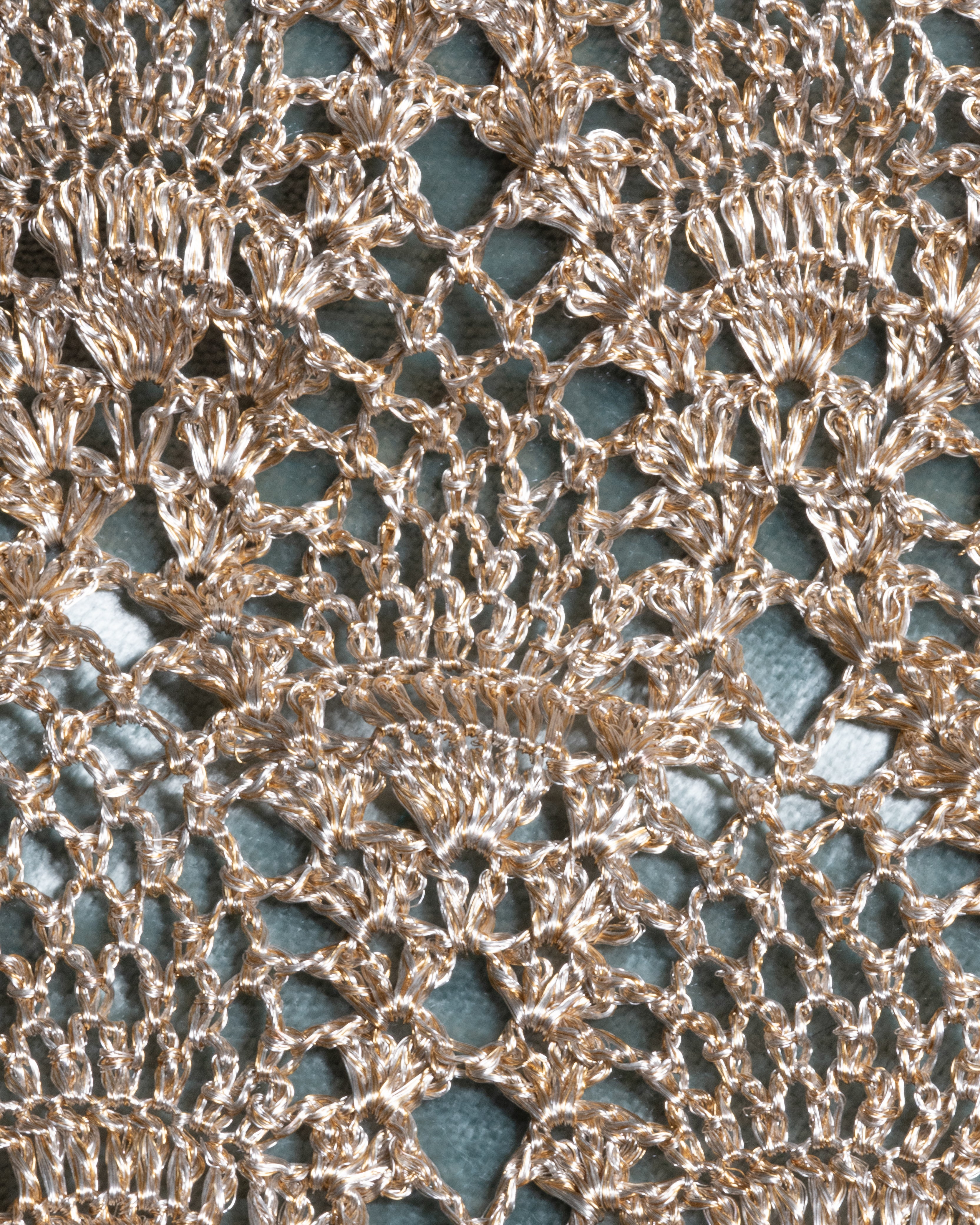 Pineapple Clutch -  White Gold & Turquoise Lining