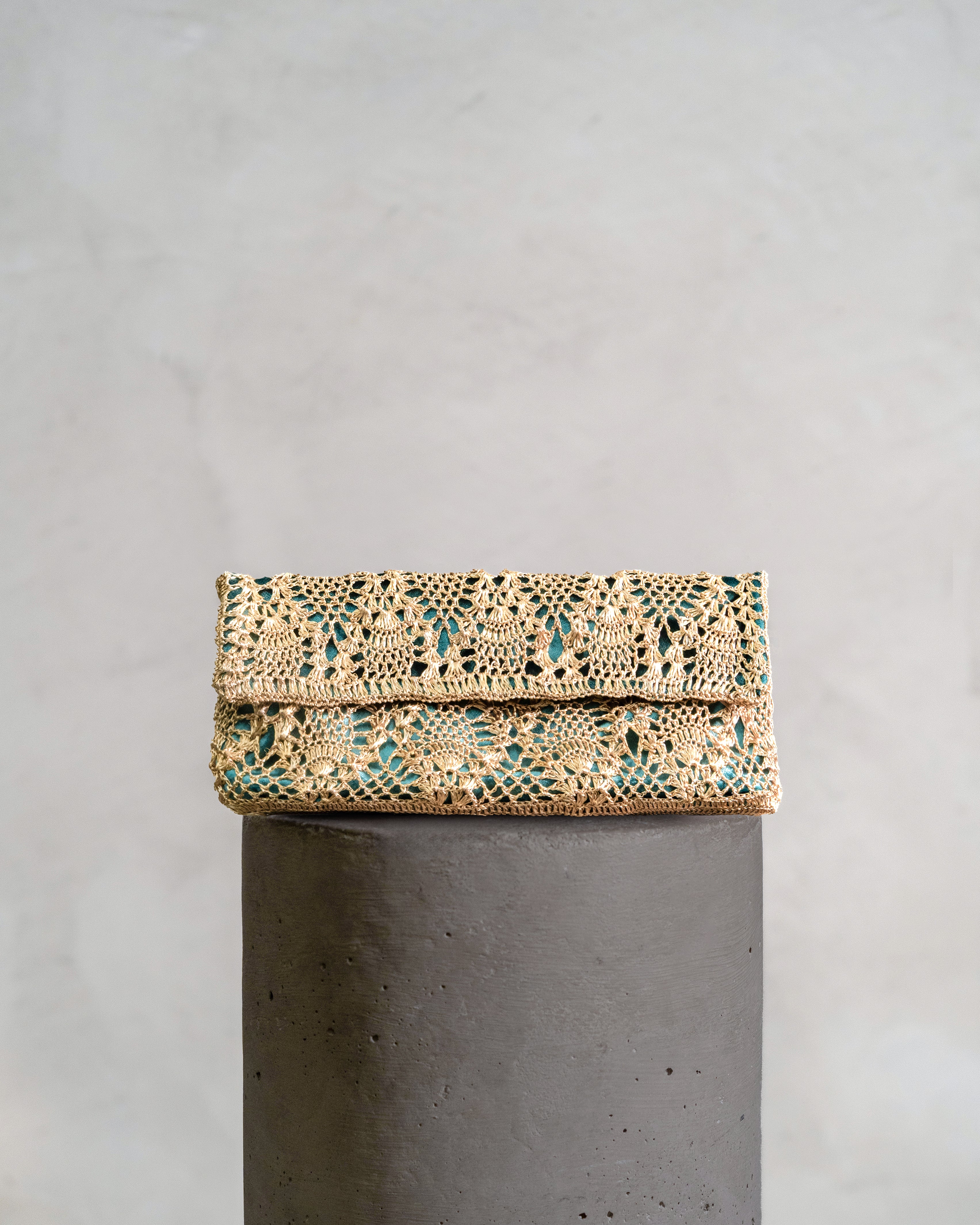 Pineapple Clutch -  Gold & Emerald Lining